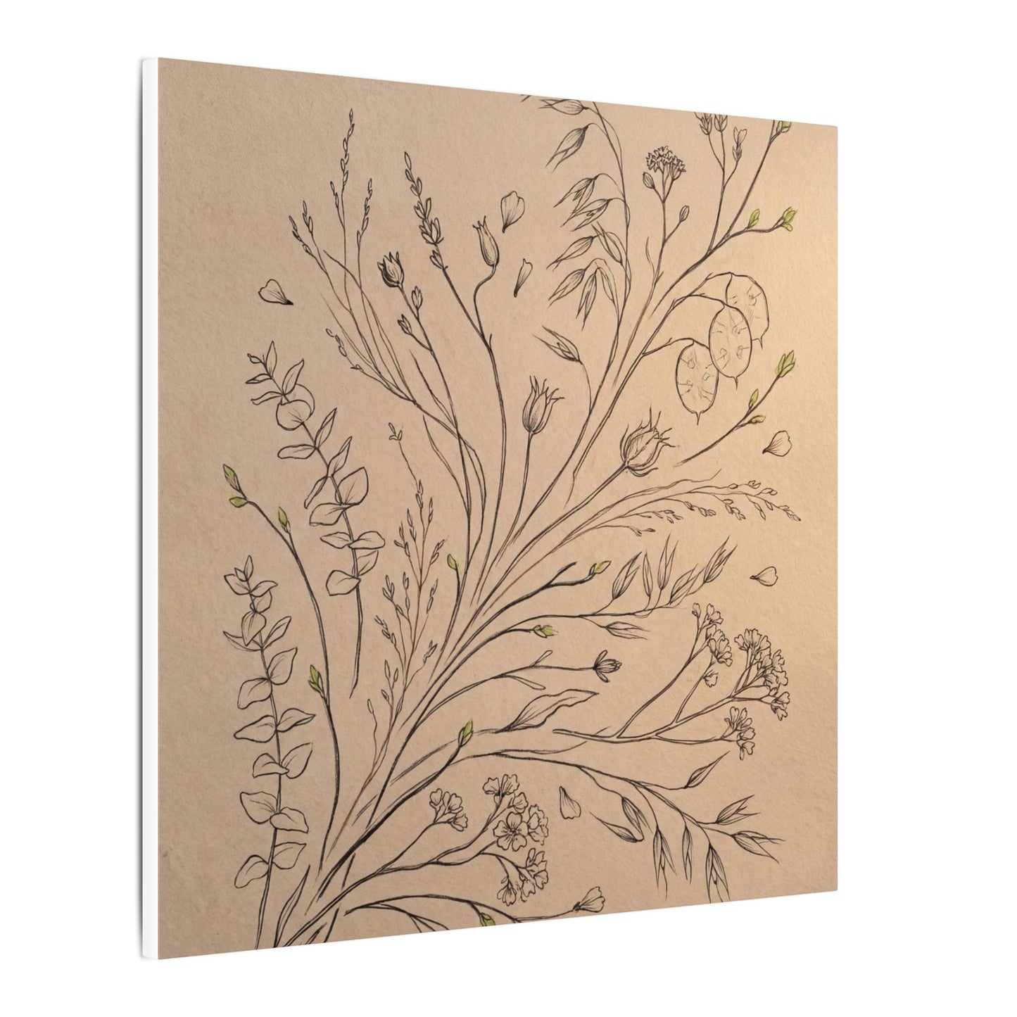 Dried Flowers Canvas Art | Spring Japandi Minimal Line Art
