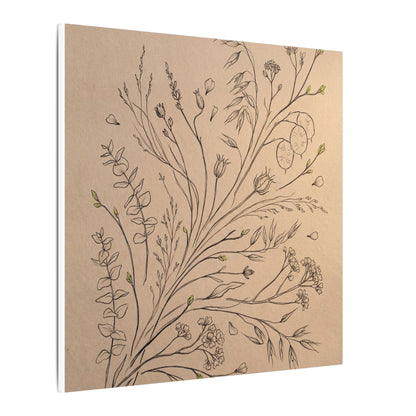 Dried Flowers Canvas Art | Spring Japandi Minimal Line Art