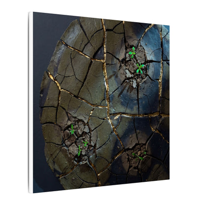 Dark Japandi Cracked Earth in Moonlight | Moody Minimal Canvas Art