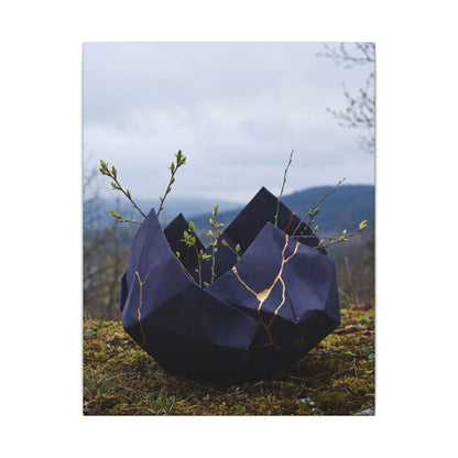 Paper Fold Canvas Art | Spring Kintsugi Gold Repair Art