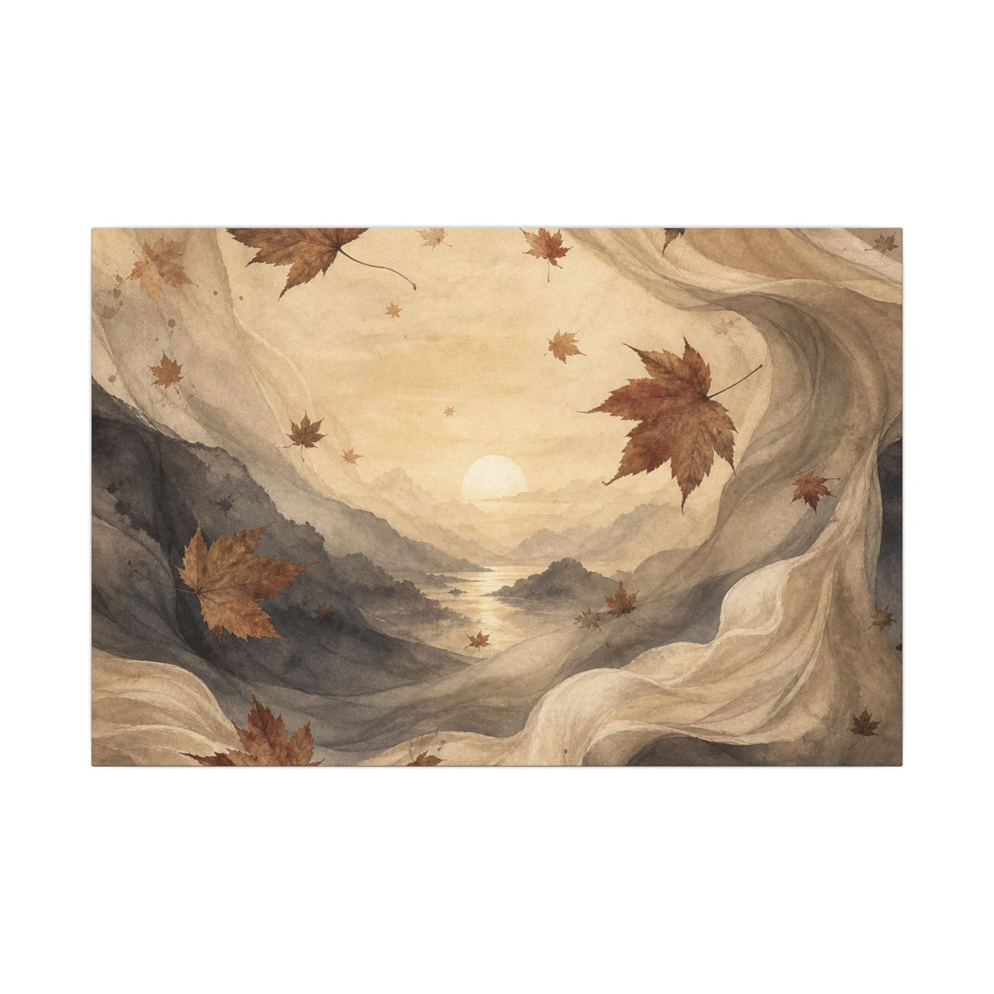 Autumn Silk Drape Watercolor Canvas Art | Earthy Decor