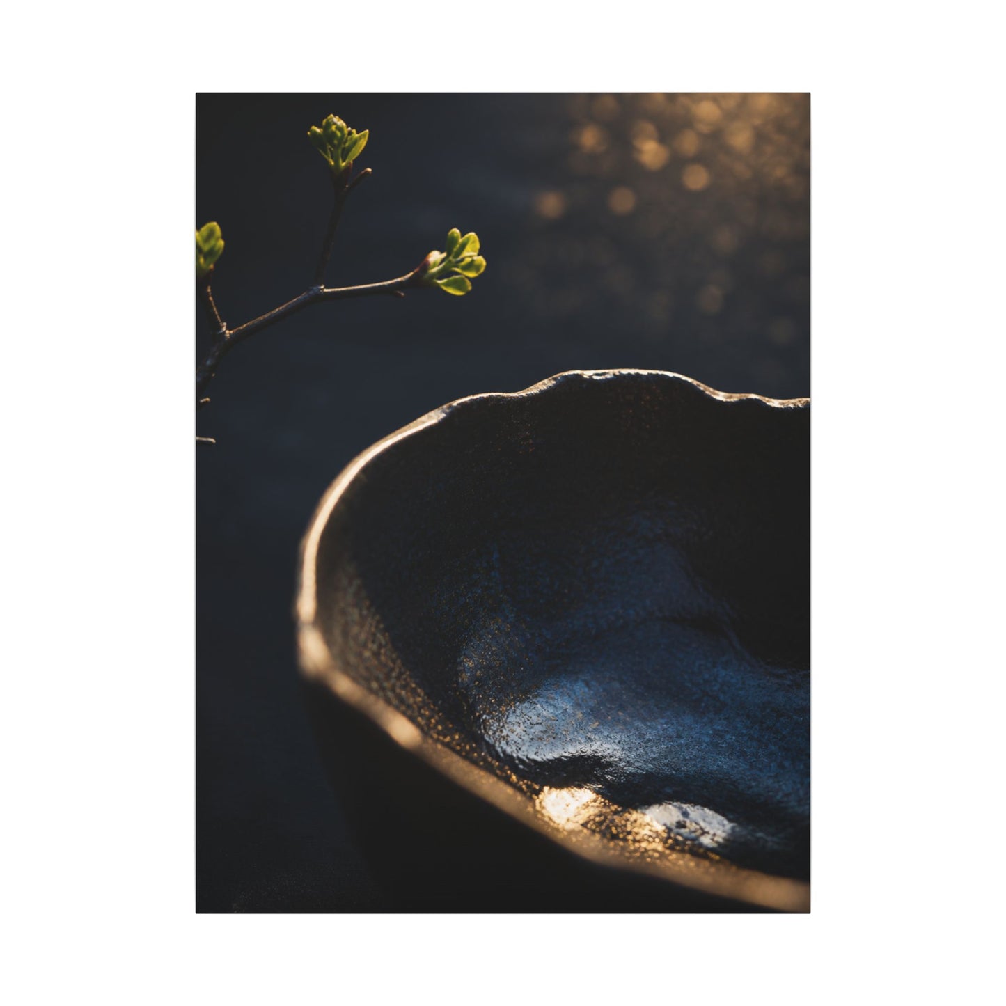 Ma Ceramic Bowl Canvas Art - Dark Japandi Shadow Zen