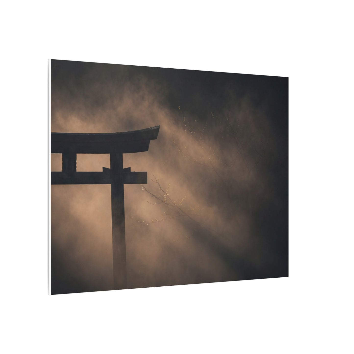 Torii Gate Shadow Zen Canvas Art | Bold Dark Japandi Art
