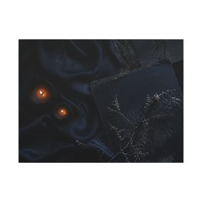 Candlelight Silk Drape Canvas Art - Dark Japandi Kanso