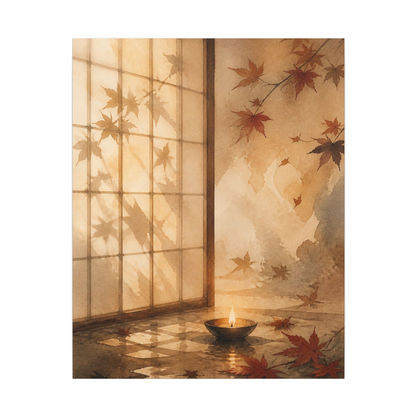 Candlelight Shoji Screen Canvas Art - Japandi Ma