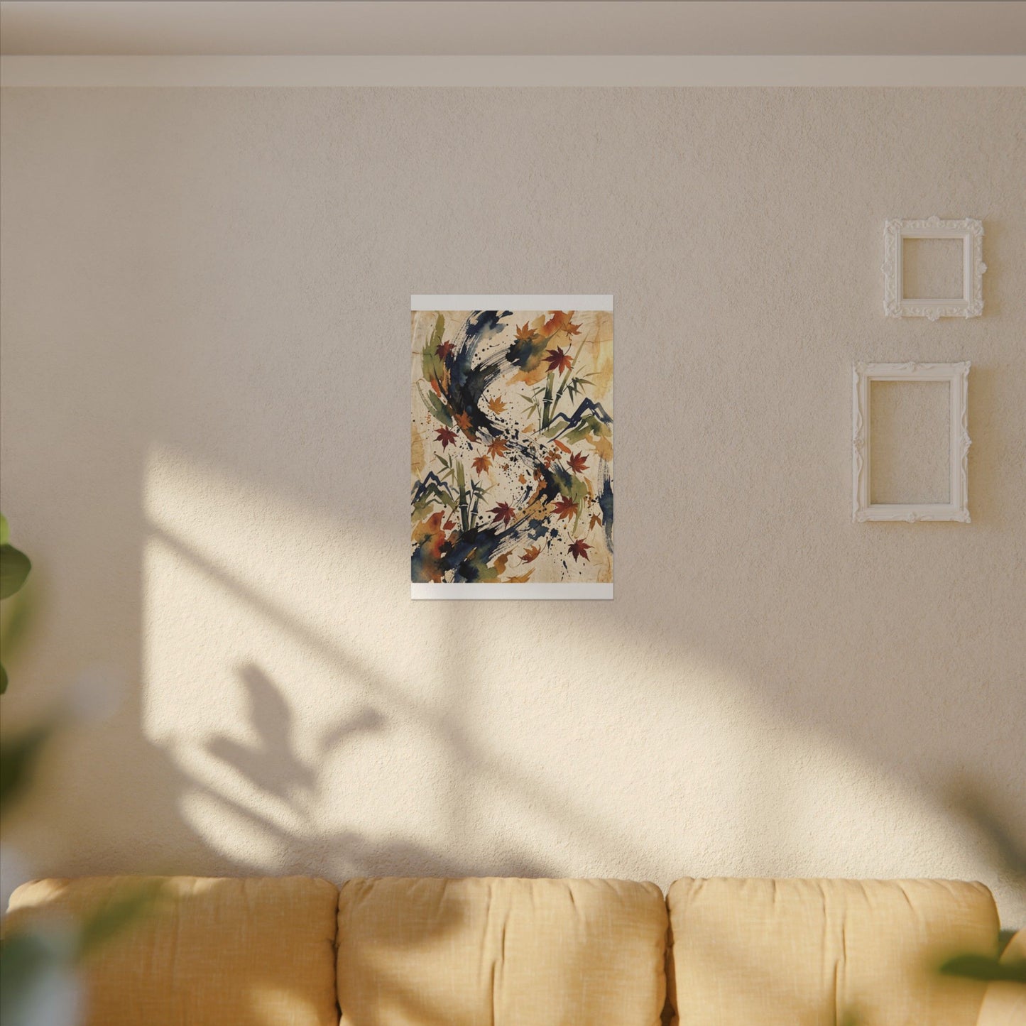 Golden Hour Ink Brushstroke Canvas Art - Zen Shibui