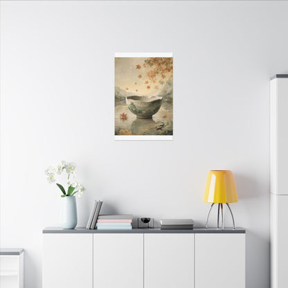 Autumn Ceramic Bowl Watercolor Canvas Art | Cozy Decor