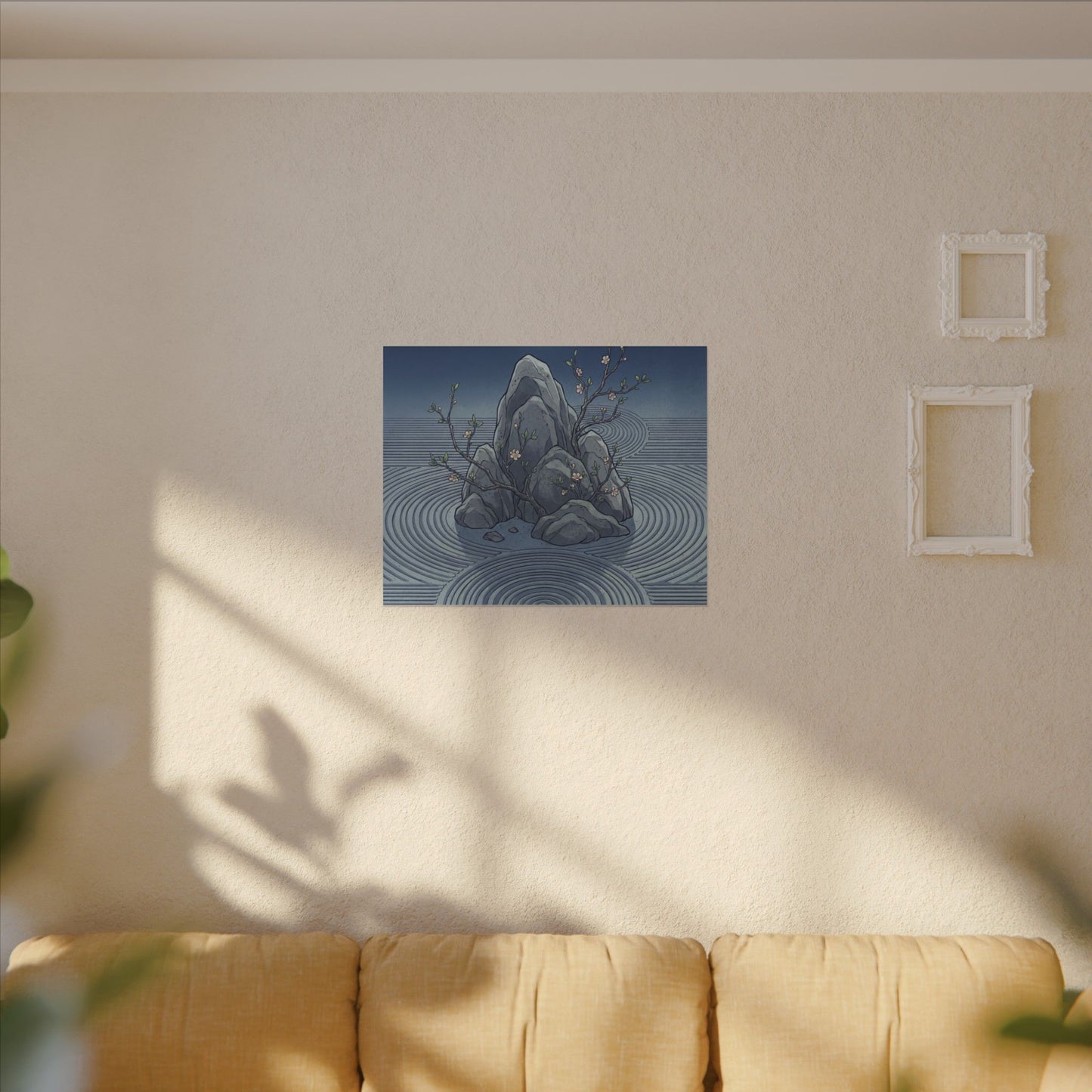Spring Rock Garden Ukiyo E Inspired Canvas Art | Tranquil Decor