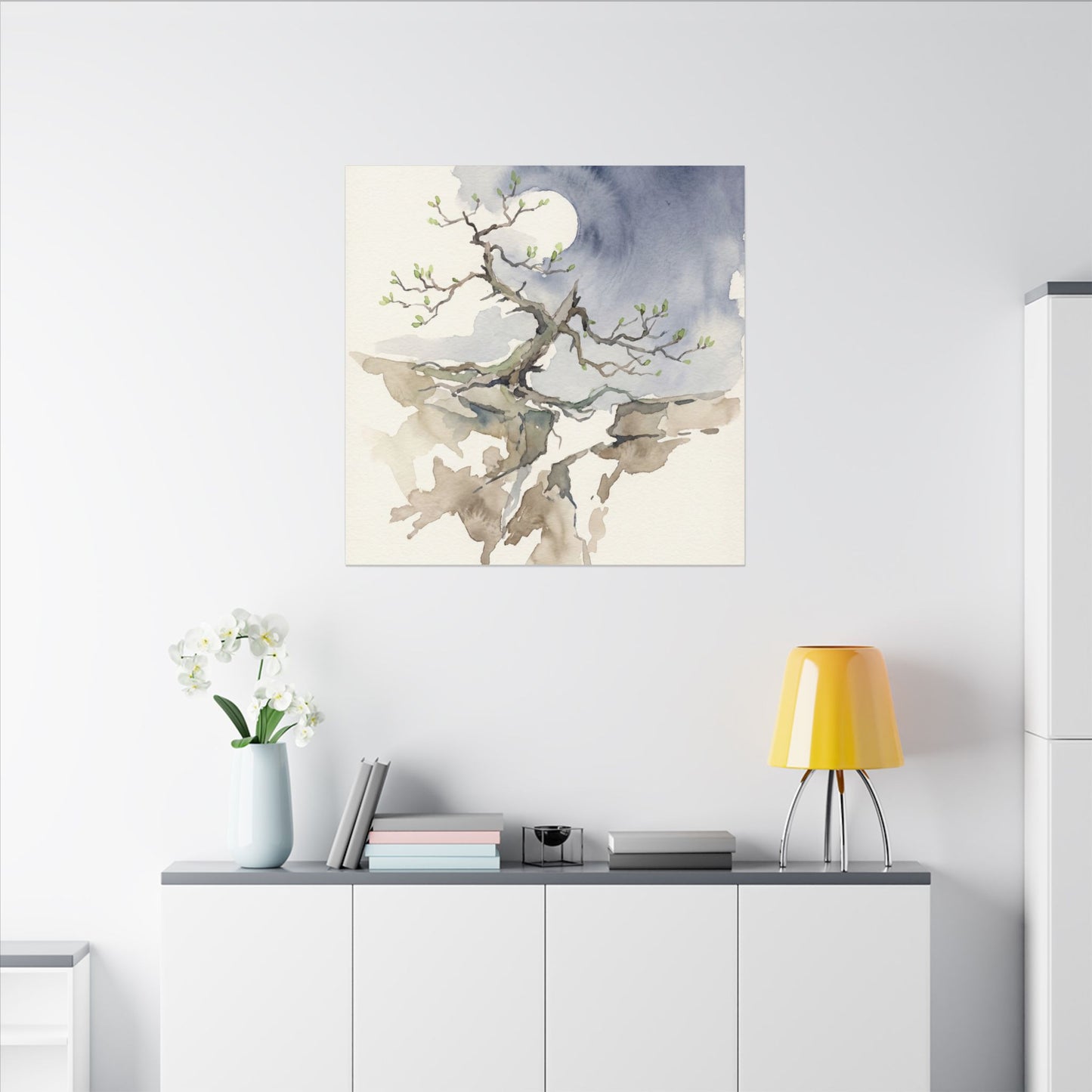 Moonlight Pine Tree Canvas Art - Japandi Ma