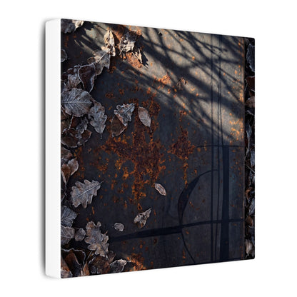 Shibui Rust Patina Canvas Art - Dark Japandi Charcoal Ink