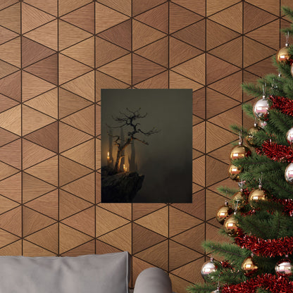Pine Tree Shadow Zen Wall Art Print | Moody Dark Japandi Art
