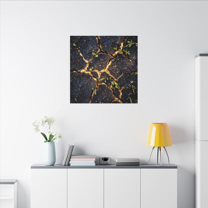 Spring Cracked Earth Crackle Gold Canvas Art | Healing Decor
