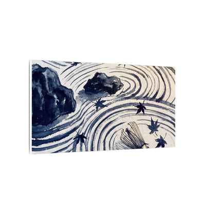 Zen Rock Garden in Golden Hour | Sumi E Canvas Art