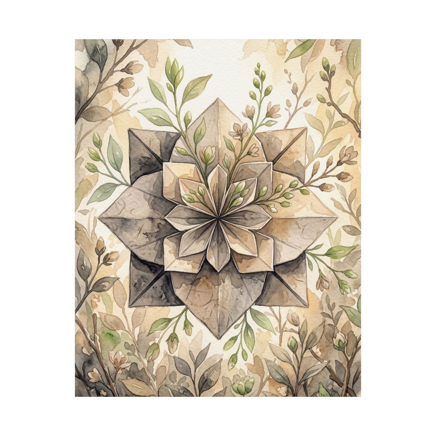 Golden Hour Paper Fold Wall Art Print - Japandi Mono No Aware