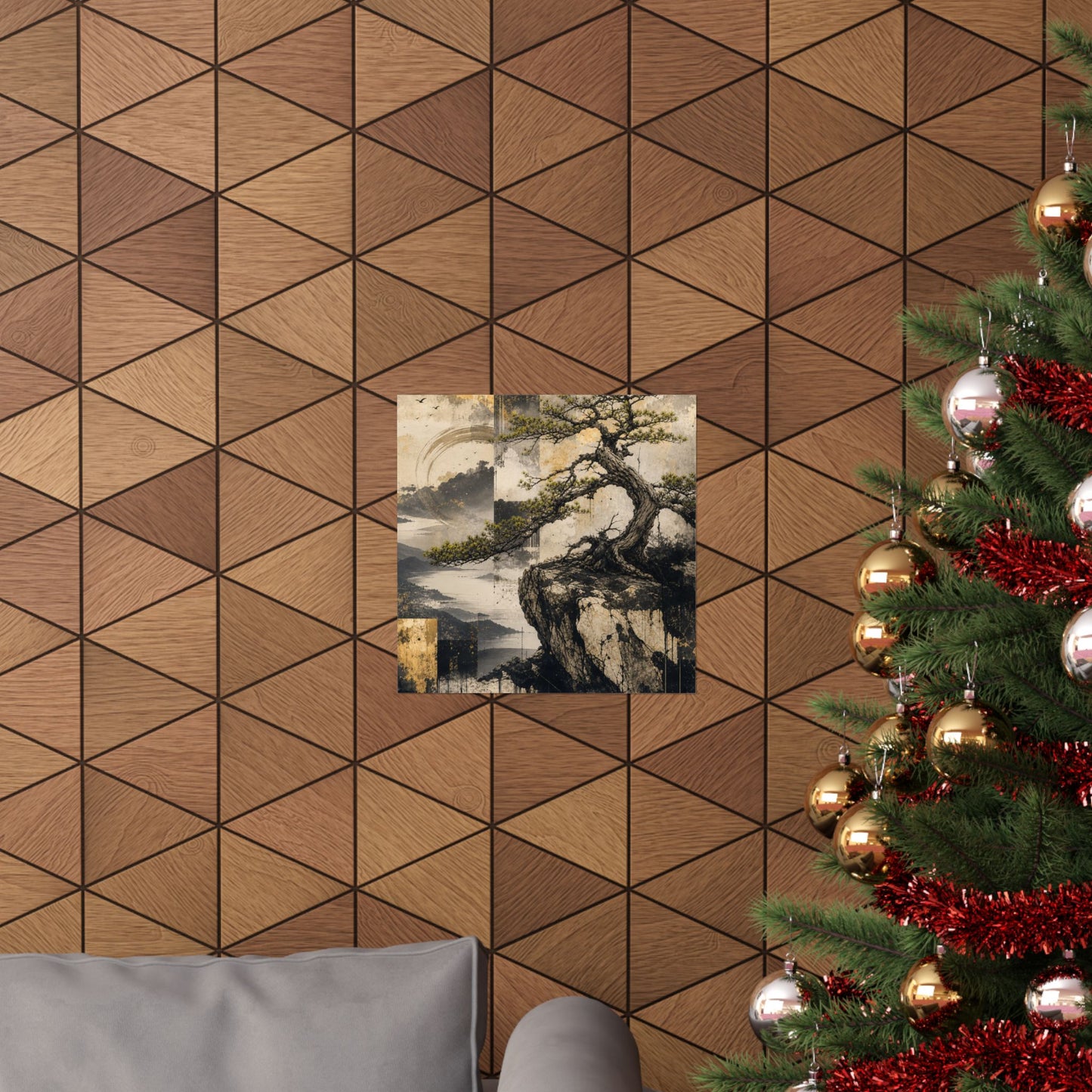 Pine Tree Japanese Pattern Wall Art Print | Cozy Japandi Art