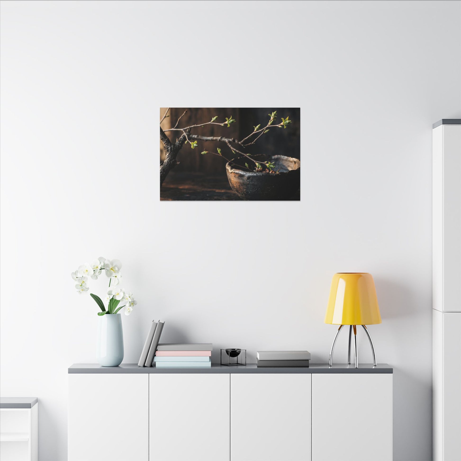 Spring Ceramic Bowl Moody Minimal Canvas Art | Atmospheric Decor Art Print