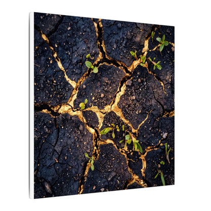 Spring Cracked Earth Crackle Gold Canvas Art | Healing Decor
