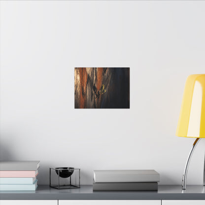 Rust Patina Charcoal Ink Canvas Art | Moody Dark Japandi Art