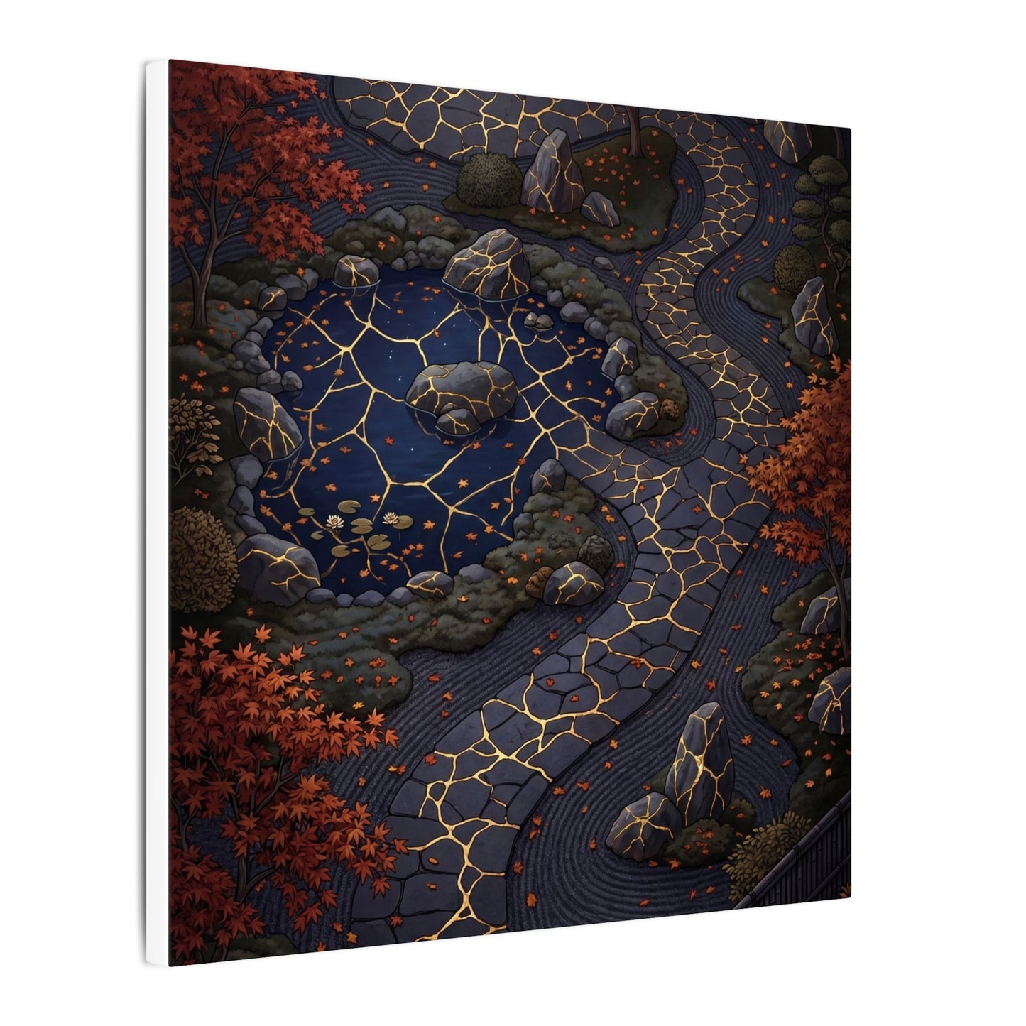 Moonlit Garden Gold Vein Canvas Art | Resilient Kintsugi Art