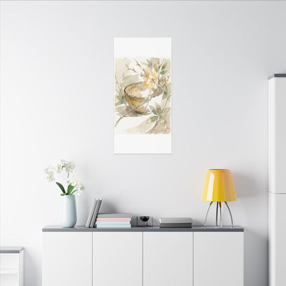 Spring Ceramic Bowl Watercolor Canvas Art | Neutral Decor