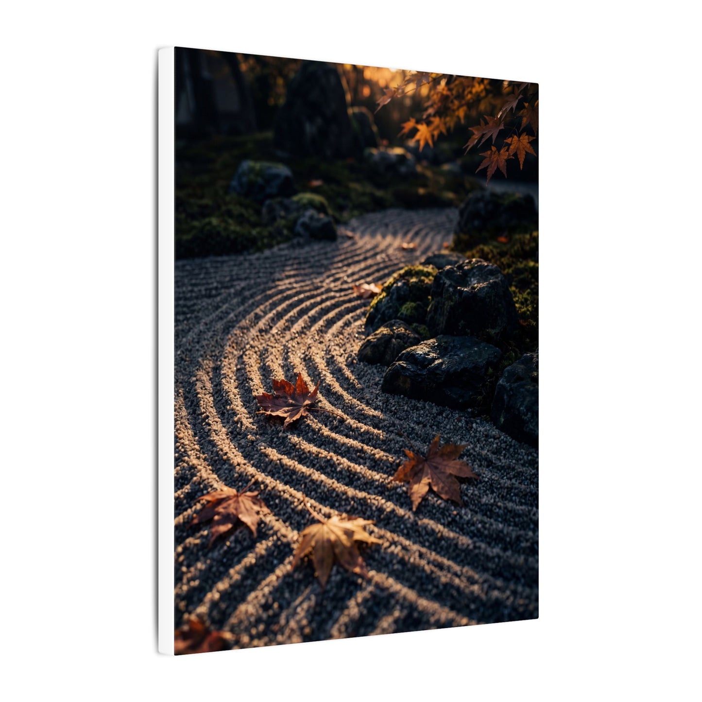 Rock Garden Moody Minimal Canvas Art | Bold Dark Japandi Art