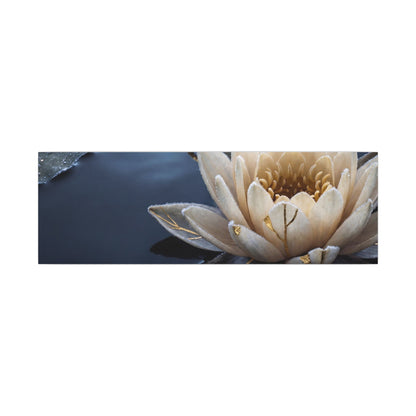 Beautiful Lotus Flower Canvas Art - Gold Vein Kintsugi