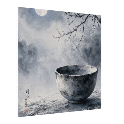 Seijaku Ceramic Bowl Canvas Art - Zen Sumi E