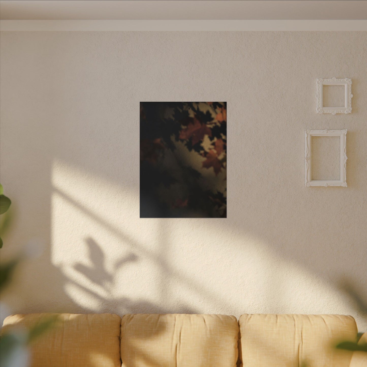 Shadow Play Canvas Art | Autumn Dark Japandi Moody Minimal Art