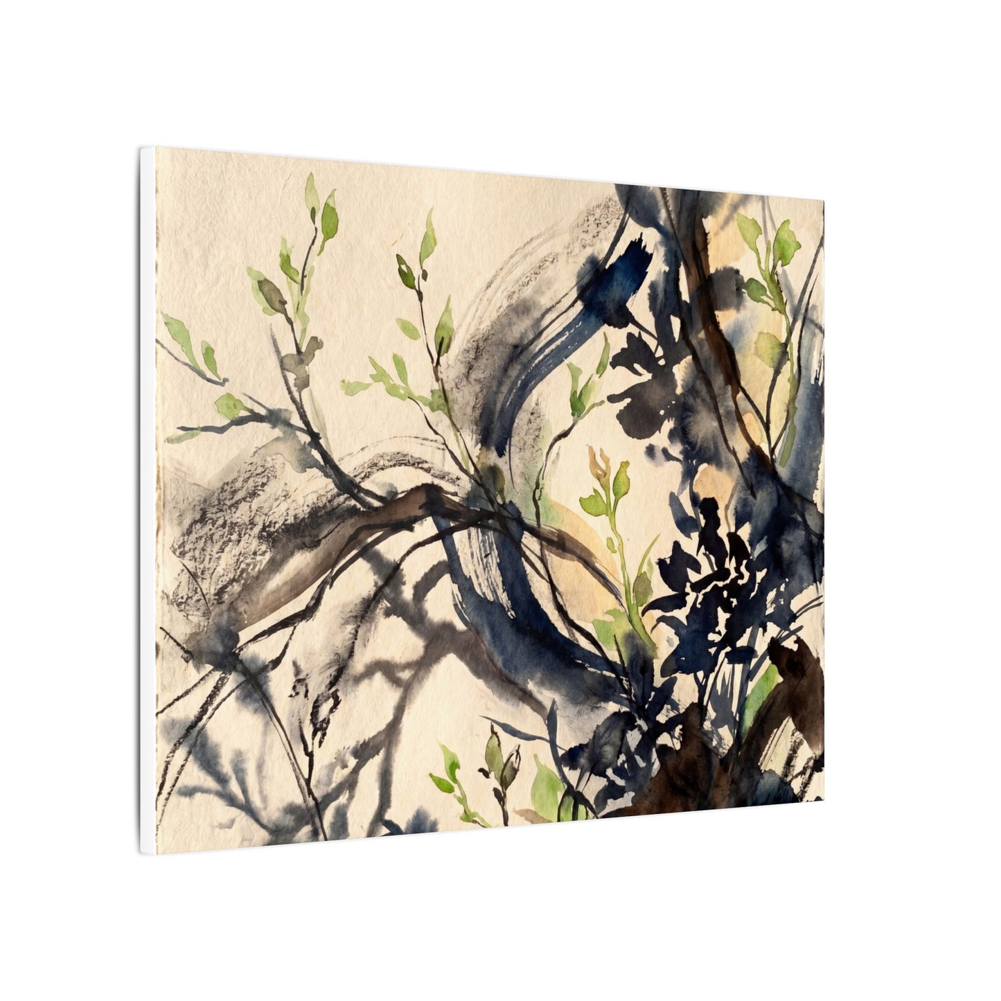 Ma Shadow Play Canvas Art - Dark Japandi Charcoal Ink