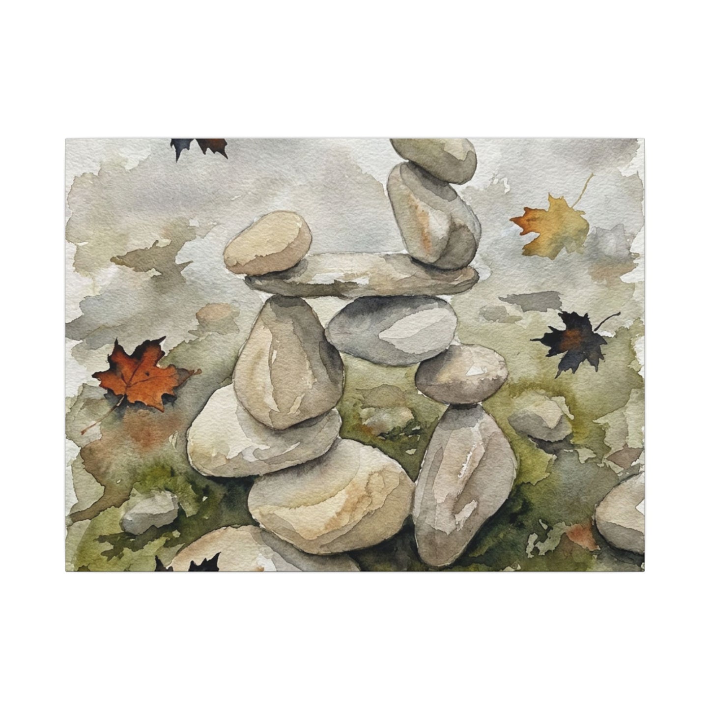 Overcast River Stones Canvas Art - Japandi Fukinsei