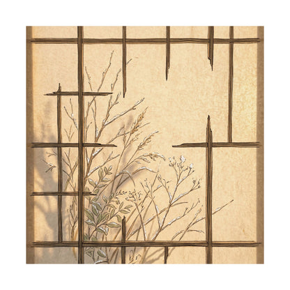 Japandi Shoji Screen in Golden Hour | Minimal Line Wall Art Print