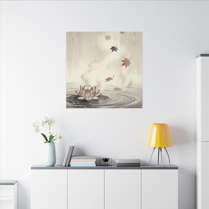 Lotus Flower Canvas Art | Autumn Zen Ukiyo E Inspired Art