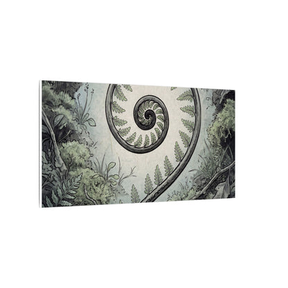 Zen Fern Unfurling in Dawn | Ukiyo E Inspired Canvas Art