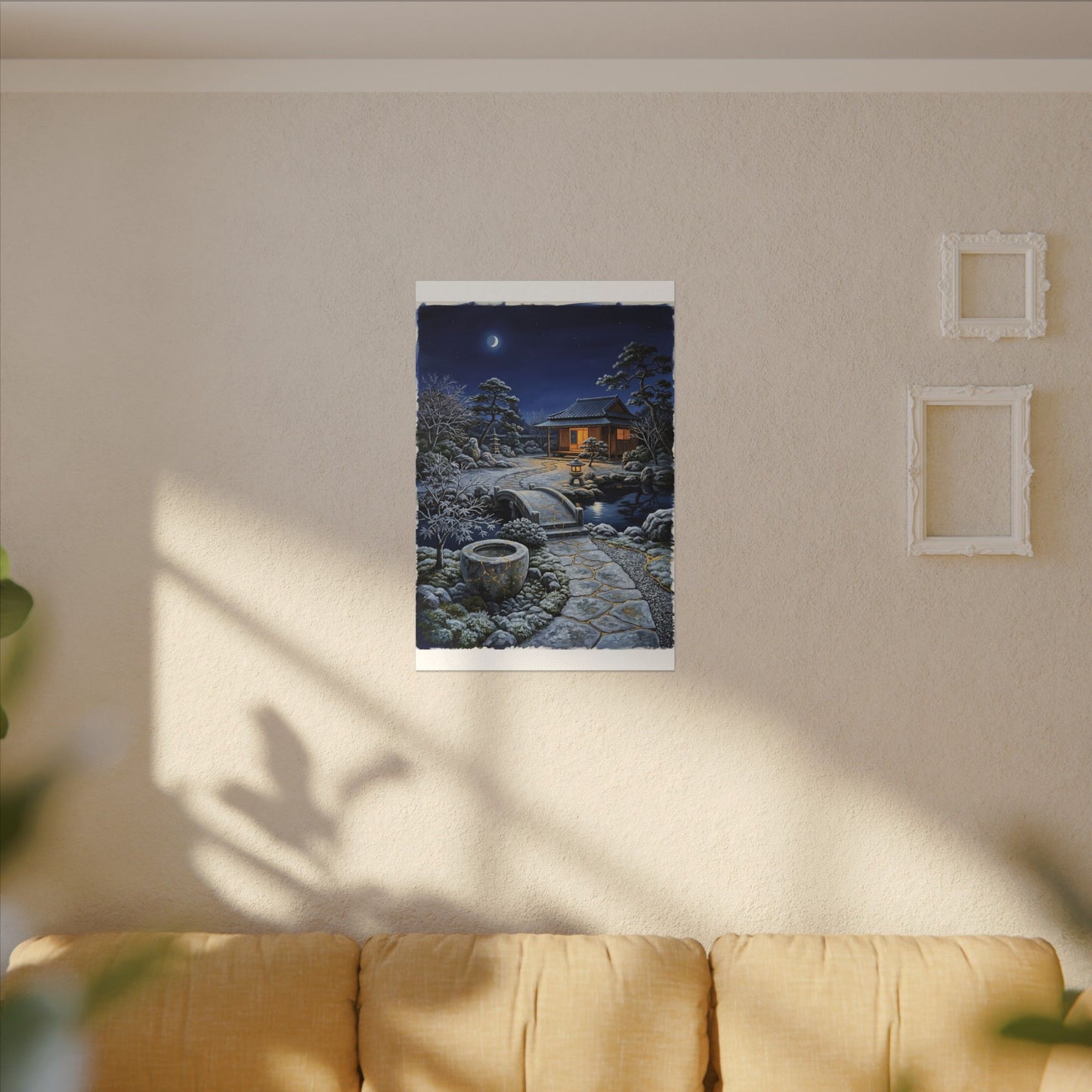 Moonlit Garden Winter Canvas Art | Kintsugi Artful Design