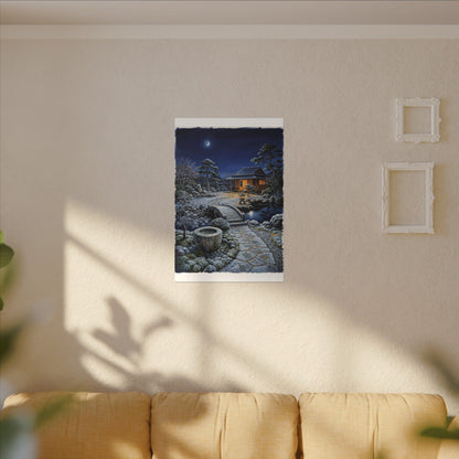 Moonlit Garden Winter Canvas Art | Kintsugi Artful Design