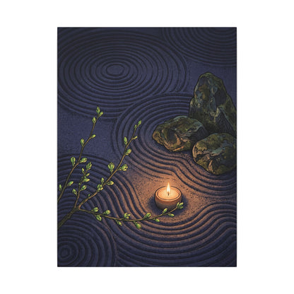 Mono No Aware Rock Garden Canvas Art - Zen Ukiyo E Inspired