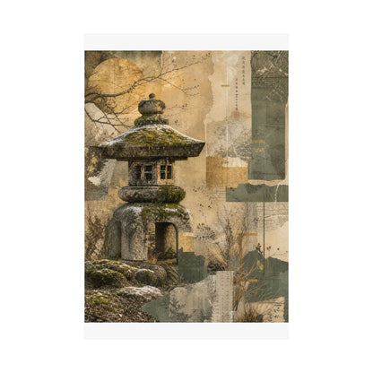 Shibui Stone Lantern Wall Art Print - Japandi Texture