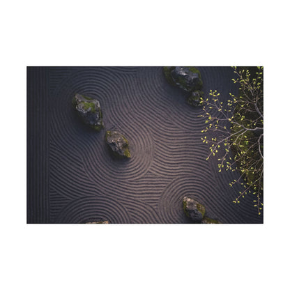 Dark Japandi Rock Garden in Dawn | Shadow Zen Canvas Art