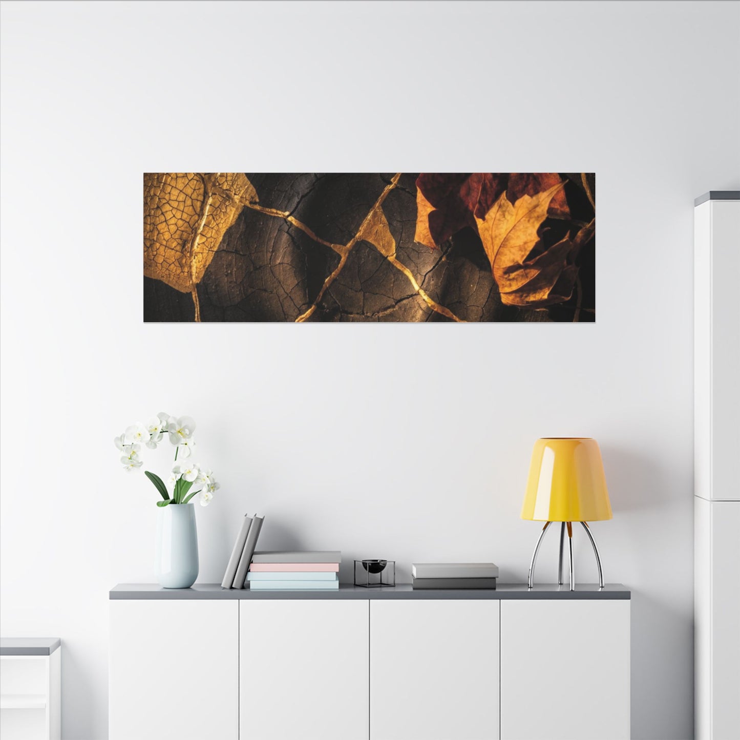 Resilient Shadow Play Canvas Art - Crackle Gold Kintsugi