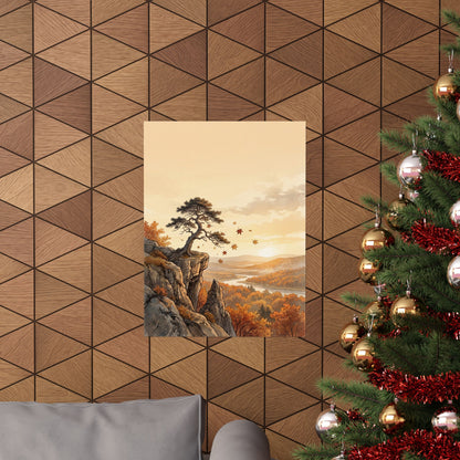 Japandi Pine Tree in Golden Hour | Japanese Pattern Wall Art Print