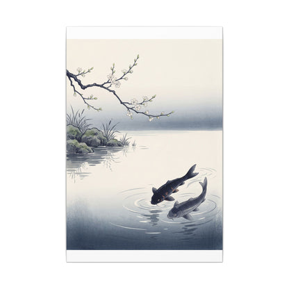 Ma Koi Pond Canvas Art - Zen Ukiyo E Inspired