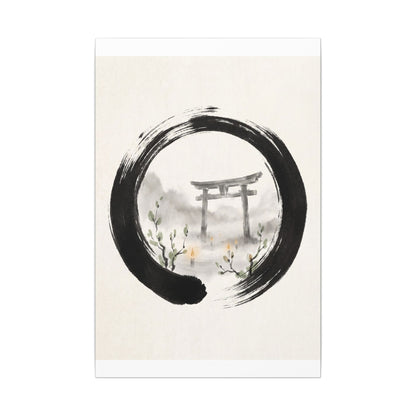 Spring Torii Gate Enso Canvas Art | Tranquil Decor