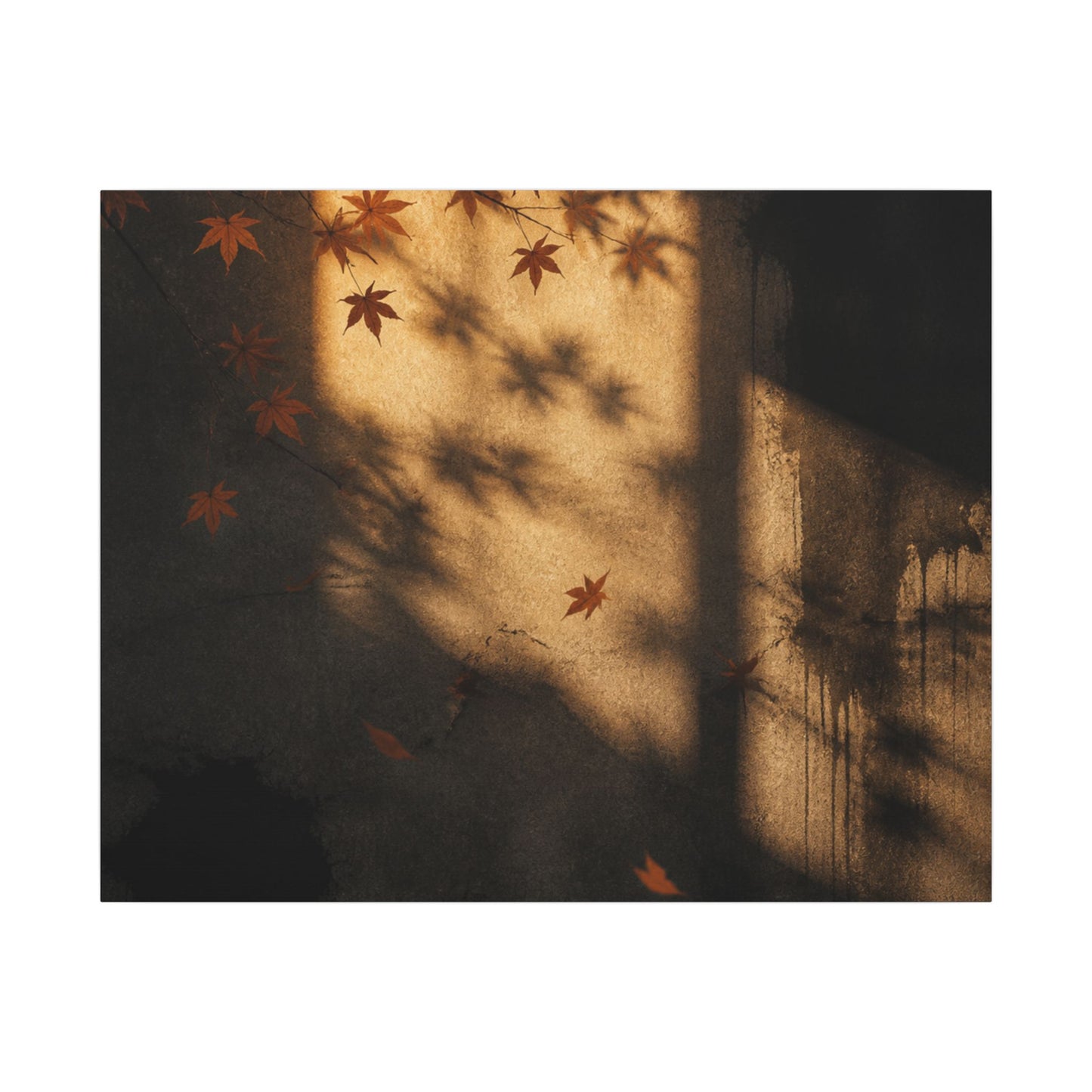 Shadow Play Canvas Art | Autumn Dark Japandi Charcoal Ink Art
