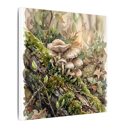Wild Mushrooms Canvas Art | Spring Japandi Watercolor Art
