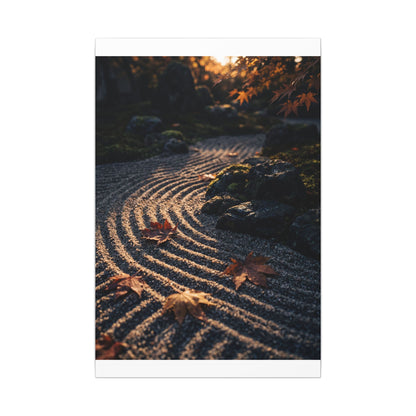 Rock Garden Moody Minimal Canvas Art | Bold Dark Japandi Art