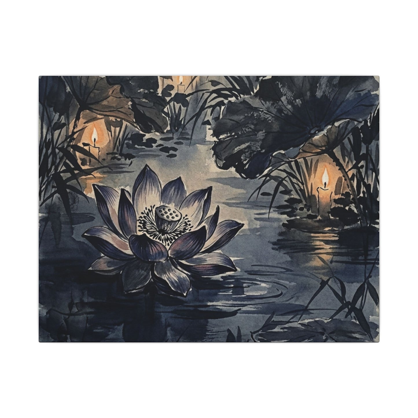 Fukinsei Lotus Flower Canvas Art - Zen Sumi E Art Print