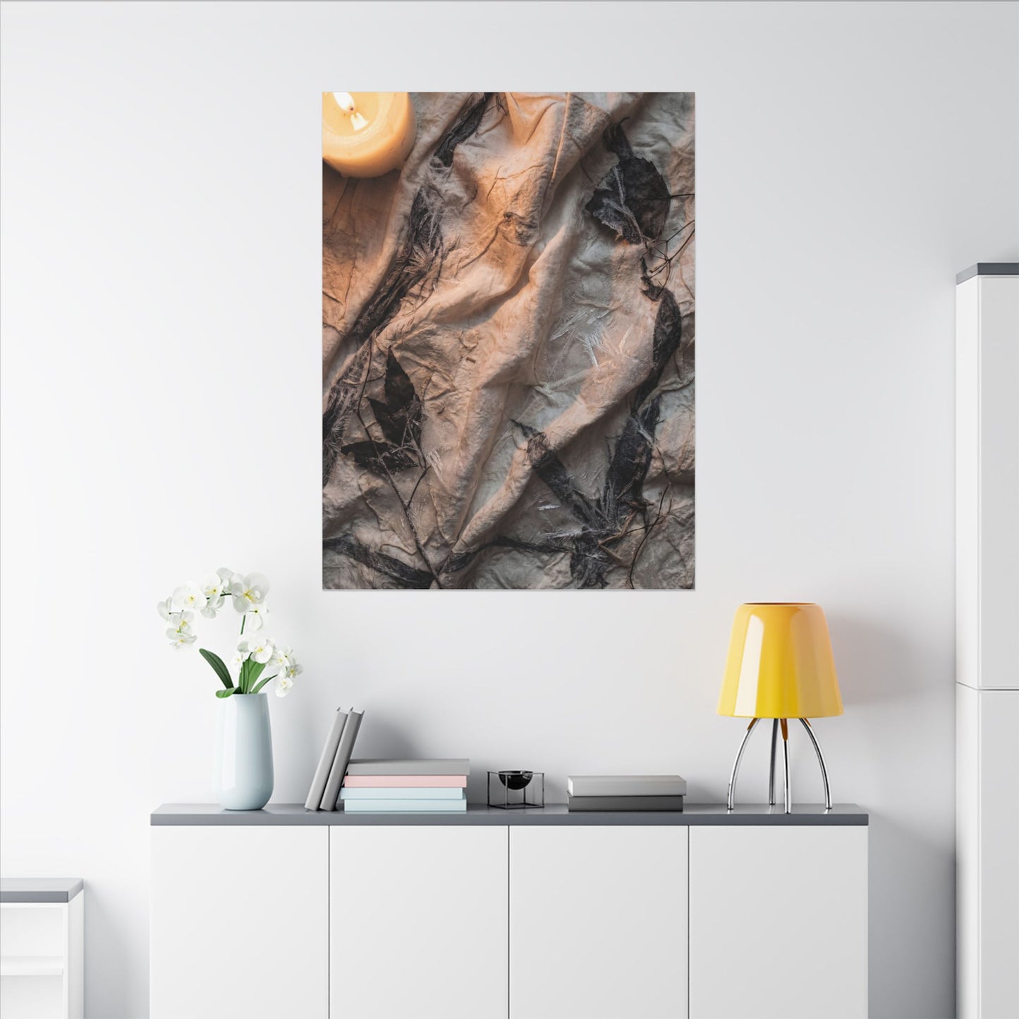 Candlelight Silk Drape Canvas Art - Japandi Mono No Aware
