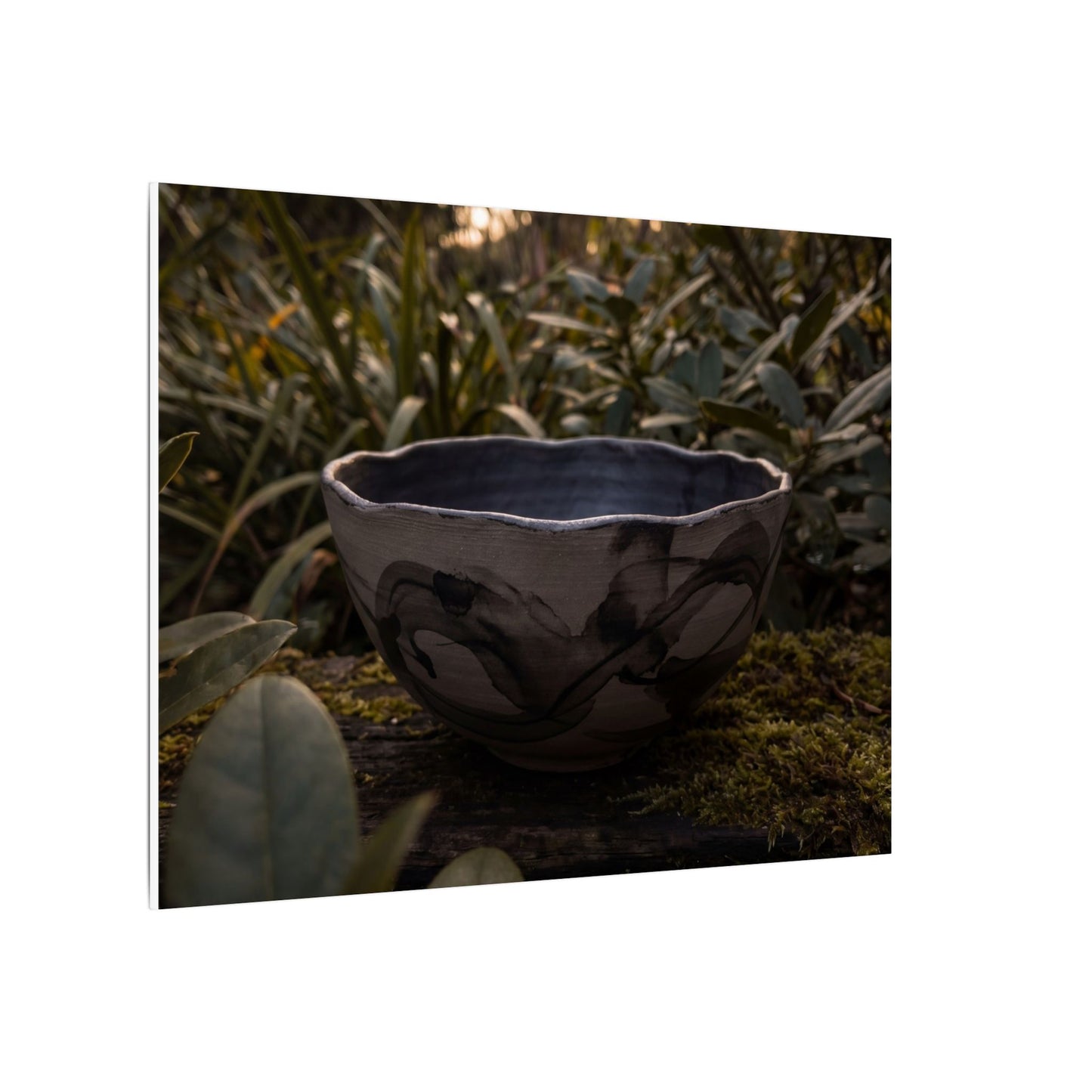 Ceramic Bowl Canvas Art | Summer Dark Japandi Charcoal Ink Art