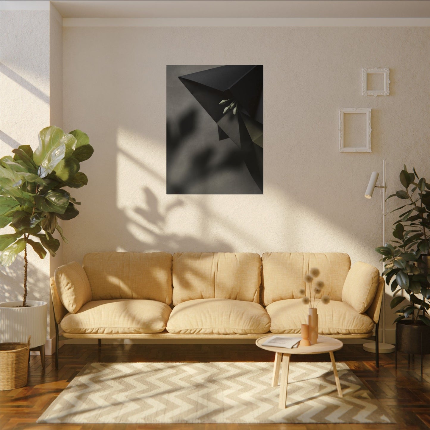 Paper Fold Moody Minimal Canvas Art | Luxurious Dark Japandi Art