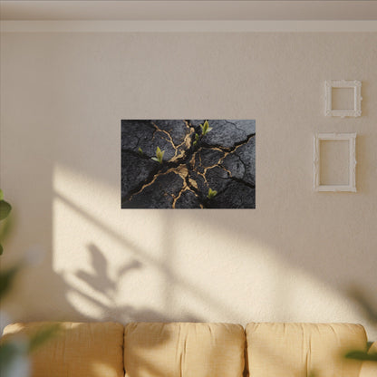 Ma Cracked Earth Canvas Art - Dark Japandi Charcoal Ink